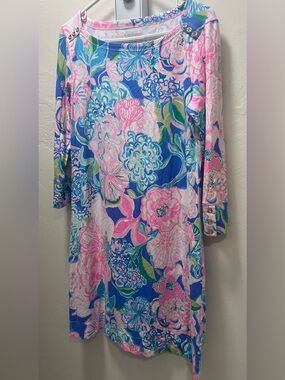Lilly Pulitzer Pink Blue Floral Shift Dress, Size Medium